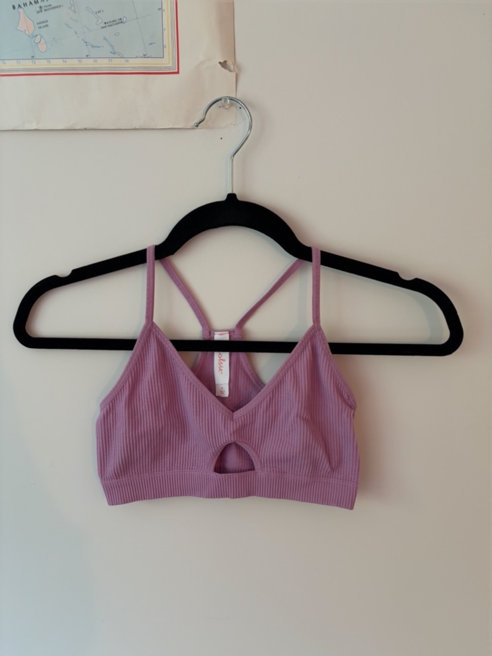 Ribbed Lilac Bralette Sports Bra with Front Keyhole